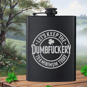 Personalized Irish Clover Dumb FK Today Black Flask | Irish | Irish Gifts